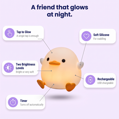 DreamyFriends Funktionen: antippen, zwei Helligkeiten, Timer, weiches Silikon, Akku