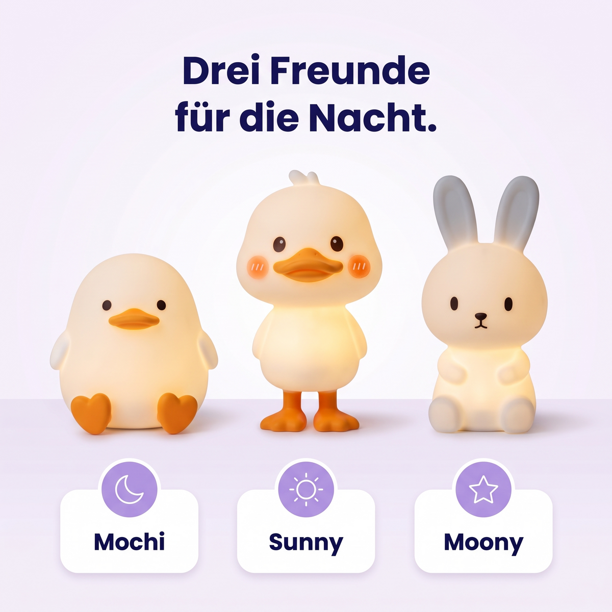 Drei Freunde: Mochi, Sunny und Moony