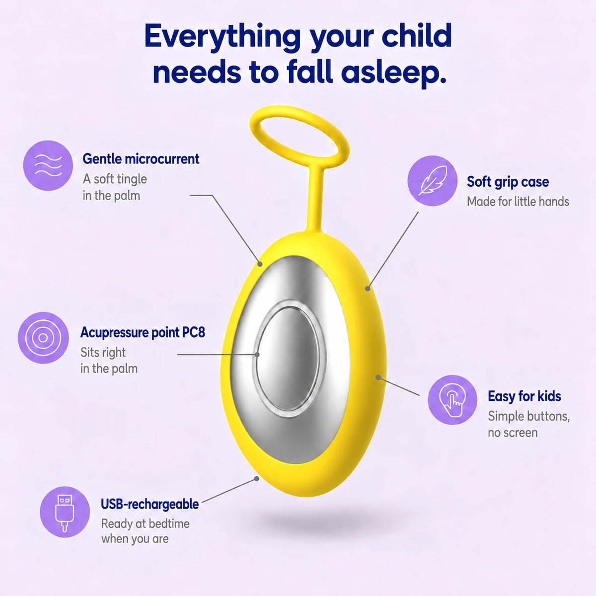 DreamyHelper Kids features: soft grip case, easy for kids, USB rechargeable