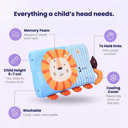DreamyPillow™ Kids – Memory Foam, Kinderhöhe 5/7 cm, kühlender und waschbarer Bezug
