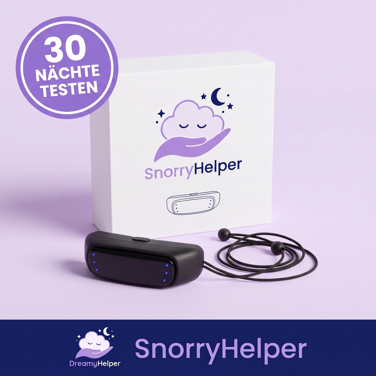 SnorryHelper™ mit Verpackung und Kopfband, 30 Nächte testen