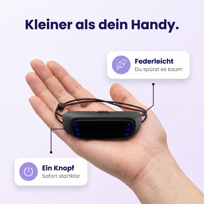SnorryHelper™ in der Hand, kleiner als ein Handy